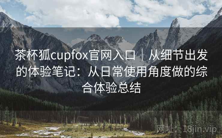 茶杯狐cupfox官网入口｜从细节出发的体验笔记：从日常使用角度做的综合体验总结